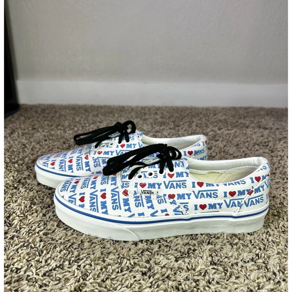 VANS Era I Heart My Vans Men's 6.5 Women's 8 Graphic Sneakers White Blue Canvas